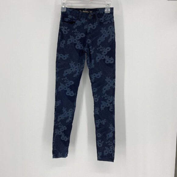 Zara slim fit blue monochrome floral print  jeans - Picture 6 of 14